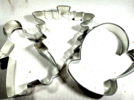 Vintage  THREE Extra Large size 5&quot; Stainless Steel Christmas Cookie cutters - $11.99