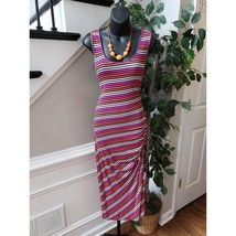 DKNY Long Maxi Dress Women&#39;s Size XL Multicolor Striped Scoop Neck Sleeveless - $27.72