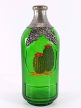 Antique Green Glass Wine Decanter with Pewter Collar 1902-1910 - £34.02 GBP