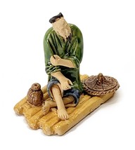 Chinese Miniature Mud Man Mudmen Figurine Sancai Glazed Man Seating Anti... - $572.88 MXN