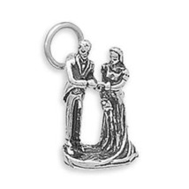 Bride and Groom Wedding 19mmx10mm 3D 925 Solid Sterling Silver Charm Gift - £42.30 GBP
