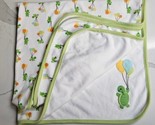 Gymboree Turtle Balloons Green White Reversible 28&quot;× 28&quot; Baby Blanket 2014  - £22.88 GBP