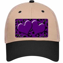 Purple Black Cheetah Purple Center Hearts Novelty Khaki Mesh License Plate Hat - £23.16 GBP