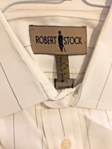 Robert Stock Long Sleeve Button Down Shirt White / Gray Pinstripe 15 1/2... - £13.98 GBP