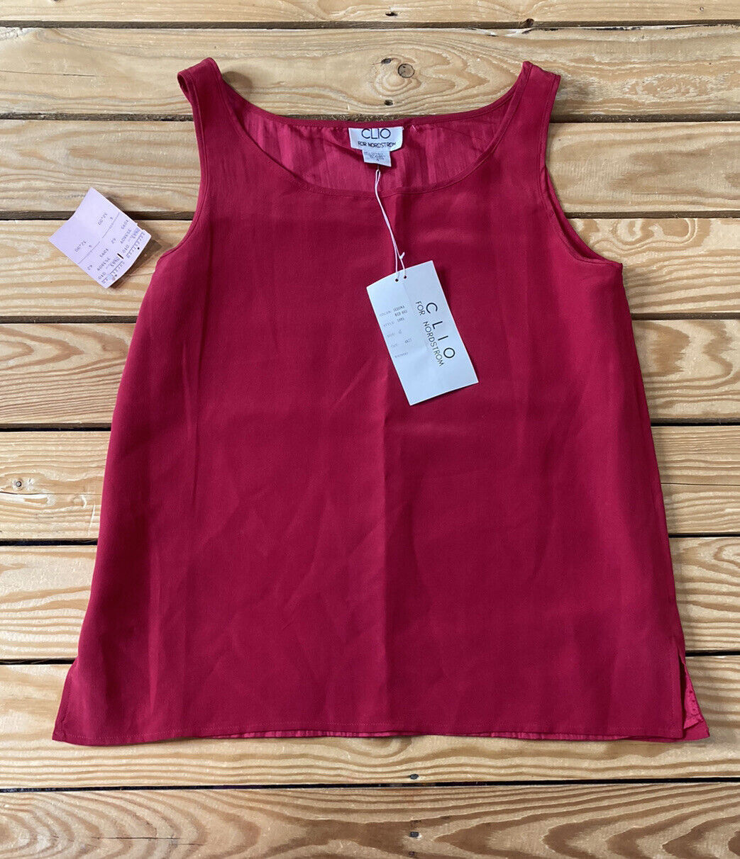 Primary image for Vintage clio for Nordstrom NWT women’s 100% silk sleeveless blouse size 4 red B5
