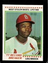 1978 Topps #1 Lou Brock Exmt Cardinals Rb Hof *X99237 - £2.96 GBP