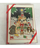 Vintage happy holidays greeting cards and envelopes Christmas tree dogs ... - $27.08 CAD
