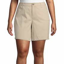 St. John&#39;s Bay Women&#39;s Plus Mid Rise Chino Shorts Size 22W Biscotti NEW 7&quot; - £21.19 GBP