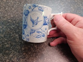 Victorian Emery Dover Burslem Blue Transferware Mug Cup - $19.79
