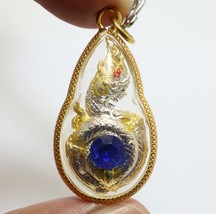 Naga Phaya Nak Serpente Pendente In Cristallo Blu Amuleto Benedetto... - £27.05 GBP