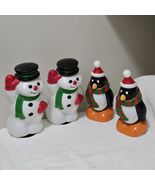 Vintage General Foam 9&quot; Blow Molds Lot of 4 Snowmen / Penguin Light Toppers - $1,047.14 MXN