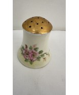 Vintage Nippon salt shaker with handpainted floral design No Stopper - $9.85