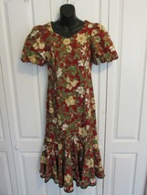 HILO HATTIE Hawaiian Hibiscus Floral Dress SM Short Puff Sleeves Shift S... - $49.95