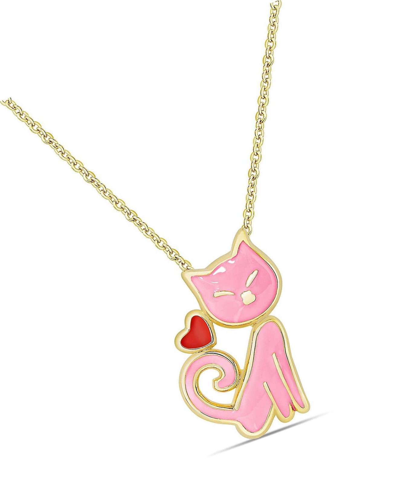 Cat Pendant Necklace | Cute Girls Pink Kitten | | - $106.30