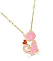 Cat Pendant Necklace | Cute Girls Pink Kitten | | - £83.02 GBP