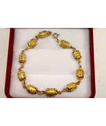 Unique Egyptian Scarab Bracelet Stamped 18K Yellow Gold  Pharaonic 7.5&quot; ... - £671.41 GBP