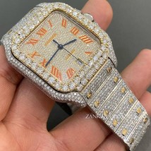 Moissanite Studded Diamond Watch, Fully Iced Stainless steel Watch, Swiss Moveme - $1,703.10
