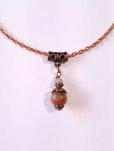 Unakite Agate Copper Necklace Earrings Set: Boho Filigree Jewelry - $47.88 CAD