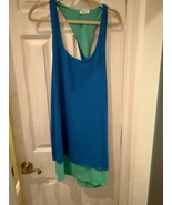 Everly Women&#39;s Blue &amp; Green A-line Shift Dress V-neck Size M - $19.79