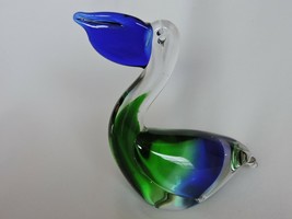 Pelican Art Glass Paperweight Bird Crane Stork Desk Organization Home Office - £39.33 GBP