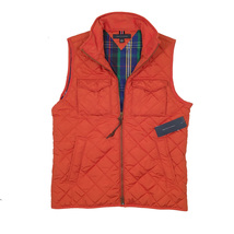 NEW $159 Tommy Hilfiger Quilted Equestrian Style Vest! Orange Striped Li... - $99.00