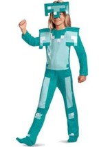 Minecraft Jumpsuit &amp; Mask Mojang Armour Boys Girls Halloween Costume-sz 4/6 - £23.22 GBP