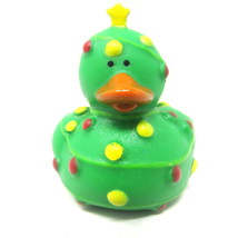 Christmas Lights Rubber Duck 2&quot; Green Tree Duckie Tangled Squirter Bath Toy - £6.57 GBP