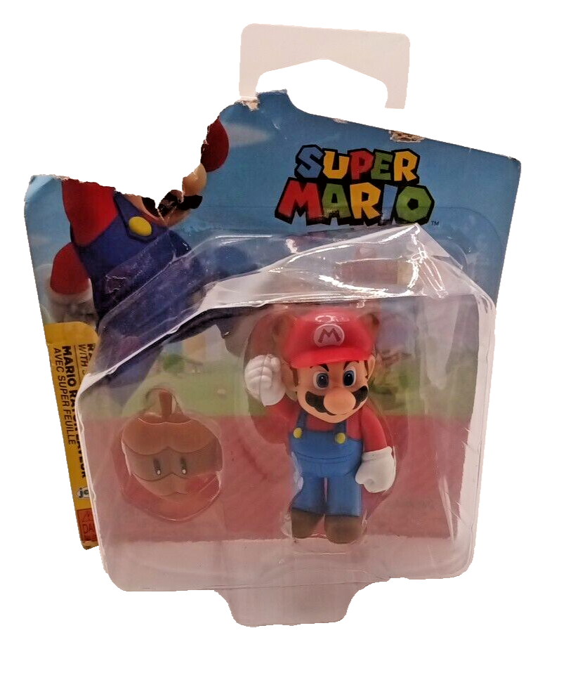 Super Mario Raccoon Mario With Super Leaf 2.5" Action Figure New Jakks Pacific - £11.98 GBP