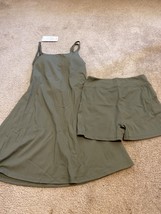 Halara Backless Cut Out Twisted Side Pocket 2-in-1 Barre Ballet Dress Green S - £25.58 GBP