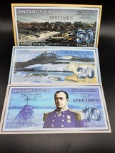 Set of  3  Antartica  Fantasy banknotes ~  SPECIMEN SET - £15.63 GBP