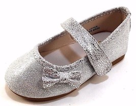 De Blossom Girl T-Lili-4 Silver Sparkle Round Toe Mary Jane Dressy Flats - $34.00