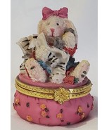 Bunny Rabbit Trinket Box Resin 3&quot; Pink Easter - £7.99 GBP
