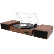 Wireless Vintage Turntable With Stereo Bookshelf Speakers,3-Speed Belt-D... - £80.58 GBP