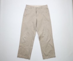 Vintage Gap Mens 34x31 Distressed Relaxed Fit Wide Leg Chino Pants Beige Cotton - £55.80 GBP