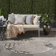 Nourison Aloha Indoor/Outdoor Floral Silver Grey 5&#39;3&quot; x  Area Rug (5&#39; - $96.87