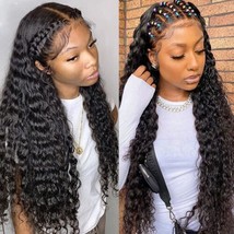 Water Wave Lace Closure Human Hair Wig, Pre-Plucked 34&quot; with 2 Wig Caps - $266.31