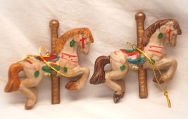 Porcelain Carousel Horse Ornaments Collectible 3&quot; Tall - £7.90 GBP