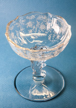 Fostoria Chintz Compote Open Footed Jelly Baroque Shape Etched Flowers Flame - £7.43 GBP