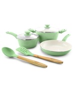Gibson Home Plaza Cafe 7 Piece Essential Core Aluminum Cookware Set in Mint - £90.24 GBP