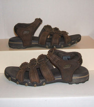 SKECHERS Women’s Dark Brown Leather /Textile Casual Fisherman Sandals Shoes 9 US - £7.99 GBP