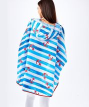 Nautical Rain Poncho with Bag Polyester Raincoat Waterproof Hood Blue Anchors image 3