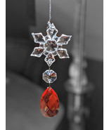 PACK (20) Pcs. Clear Acrylic Snowflake & Red Acrylic Teardrop Pendant - $10.76