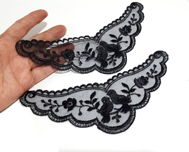 3-10 pcs Bird Ptn Black Lace Patch Neckline Collar motif Applique A24 - £3.98 GBP+