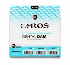Rubber Dental Dam 5&quot;x 5&quot; Medium Blue Latex 52 Sheets Natural EHROS - £9.43 GBP