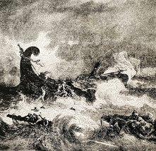 1922 Paul&#39;s Ship Wrecked Mediterranean Wood Engraving Bible Story Vintag... - $19.99