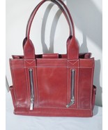 Michael Kors Leather Large Satchel Double Handle Handbag Maroon Magnetic... - $65.44