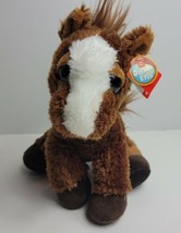 Aurora Dreamy Eyes Prancer Pony Plush 10” Brown Horse Big Eyes White Stuffed - $9.74