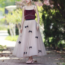 Women Champagne Long Tulle Skirt Outfit High Waisted Tulle Skirt Princess Skirt image 6