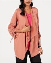 Jm Collection Draped-Front Ruched-Sleeve Cardigan, Size Small - £24.92 GBP