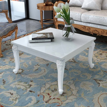 High Gloss White Classic Antique Style Wooden Living Room Coffee Table T... - £135.09 GBP+